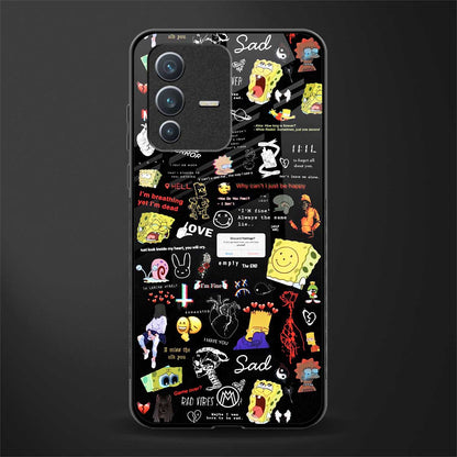 black aesthetic collage glass case for vivo v23 5g image