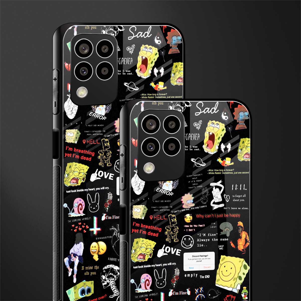 black aesthetic collage back phone cover | glass case for samsung galaxy m33 5g