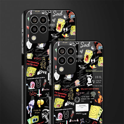 black aesthetic collage back phone cover | glass case for samsung galaxy m33 5g