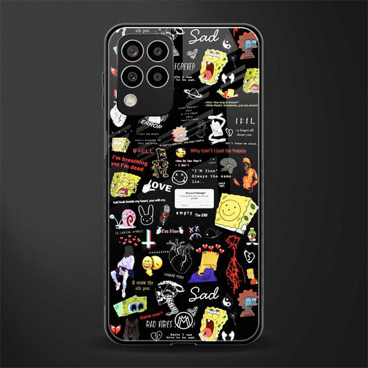 black aesthetic collage back phone cover | glass case for samsung galaxy m33 5g