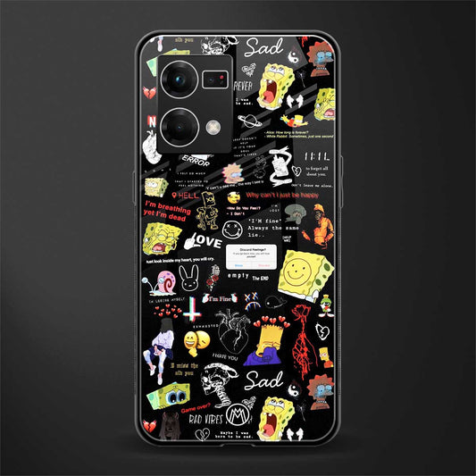 black aesthetic collage back phone cover | glass case for oppo f21 pro 4g