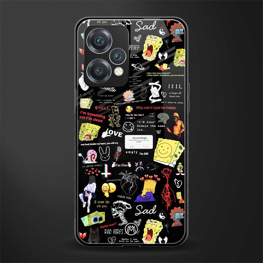 black aesthetic collage back phone cover | glass case for oneplus nord ce 2 lite 5g