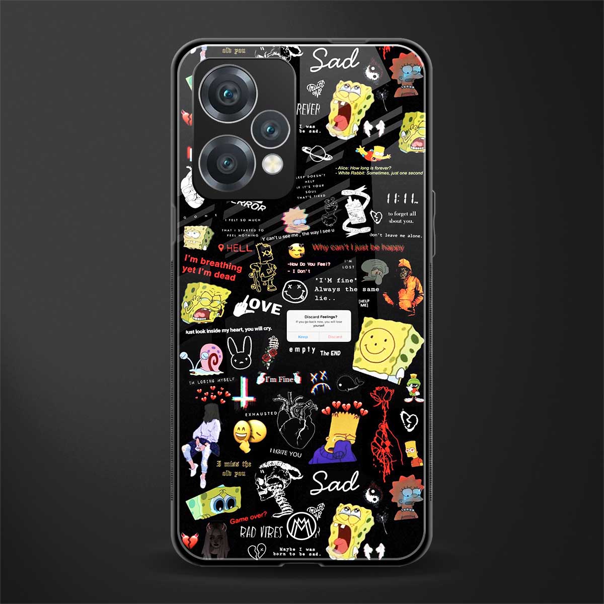 black aesthetic collage back phone cover | glass case for oneplus nord ce 2 lite 5g