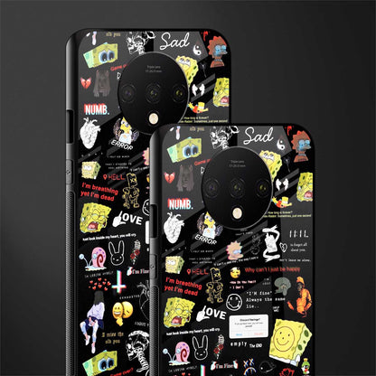 black aesthetic collage glass case for oneplus 7t image-2