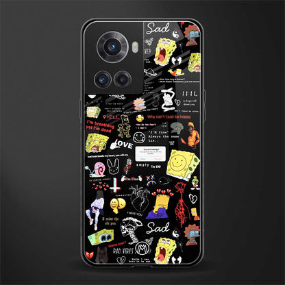 black aesthetic collage back phone cover | glass case for oneplus 10r 5g