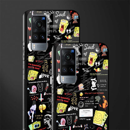 black aesthetic collage glass case for vivo x60 image-2