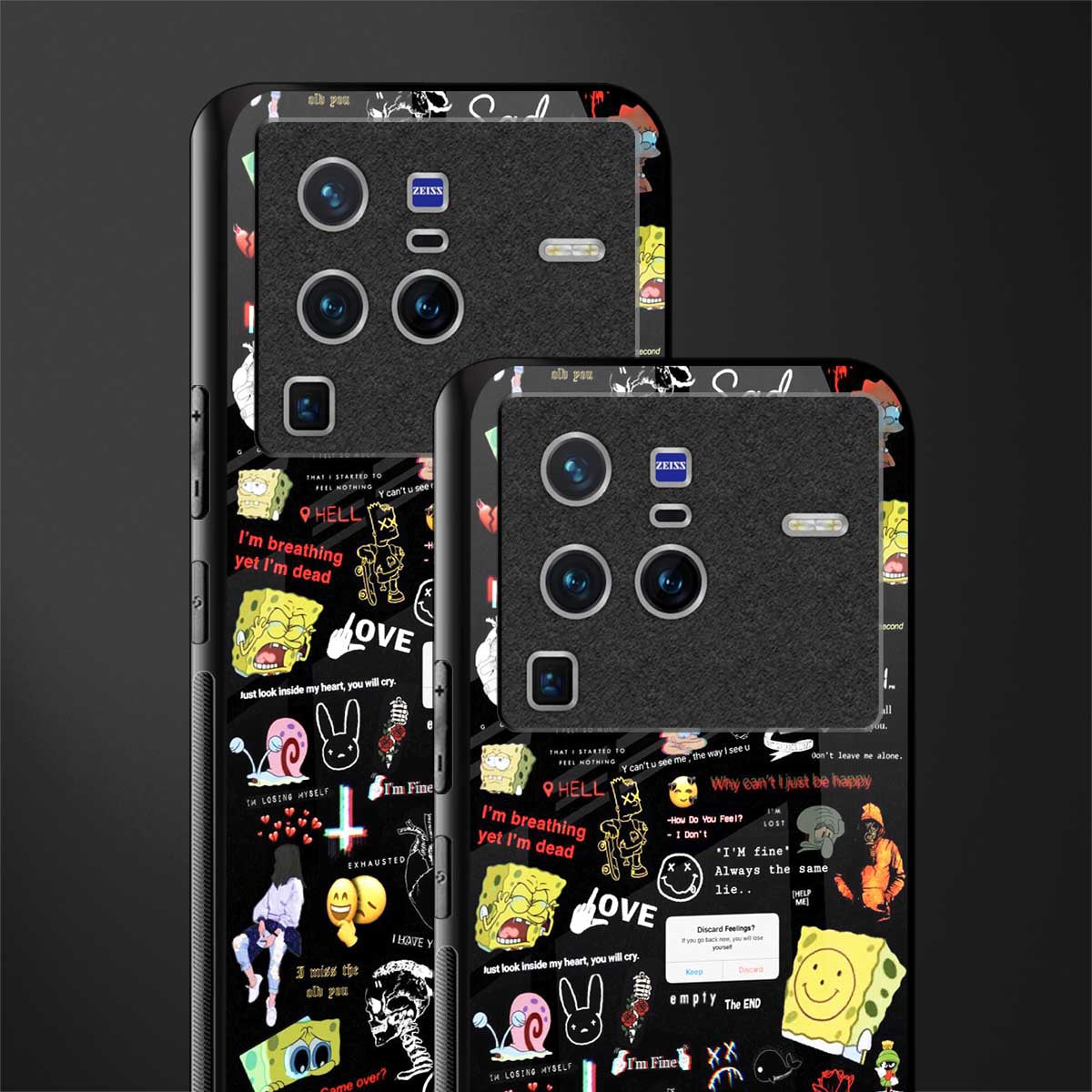 black aesthetic collage glass case for vivo x80 pro 5g image-2