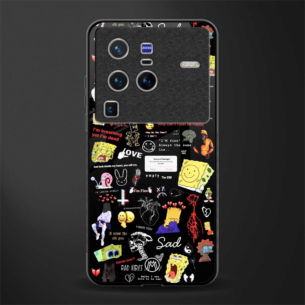 black aesthetic collage glass case for vivo x80 pro 5g image