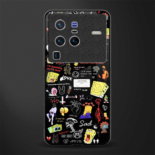black aesthetic collage glass case for vivo x80 pro 5g image