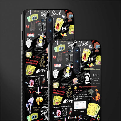 black aesthetic collage glass case for oneplus 8 pro image-2