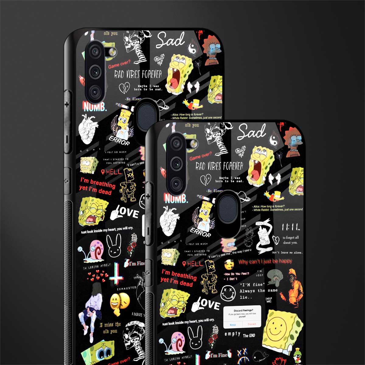 black aesthetic collage glass case for samsung galaxy m11 image-2
