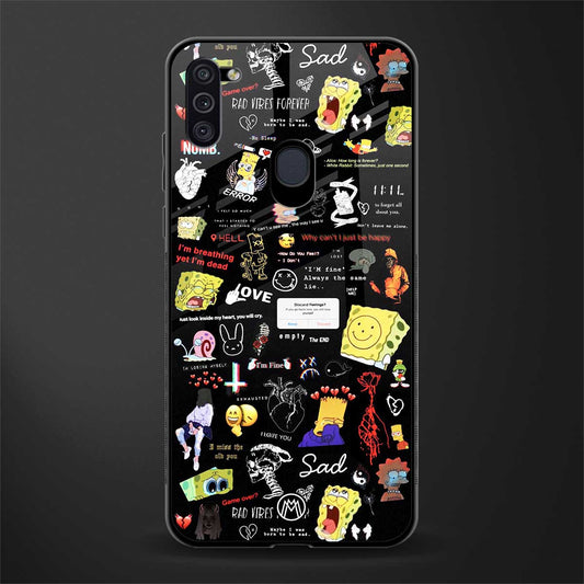black aesthetic collage glass case for samsung galaxy m11 image