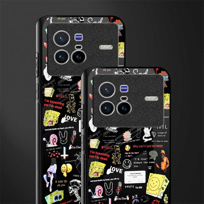 black aesthetic collage glass case for vivo x80 image-2
