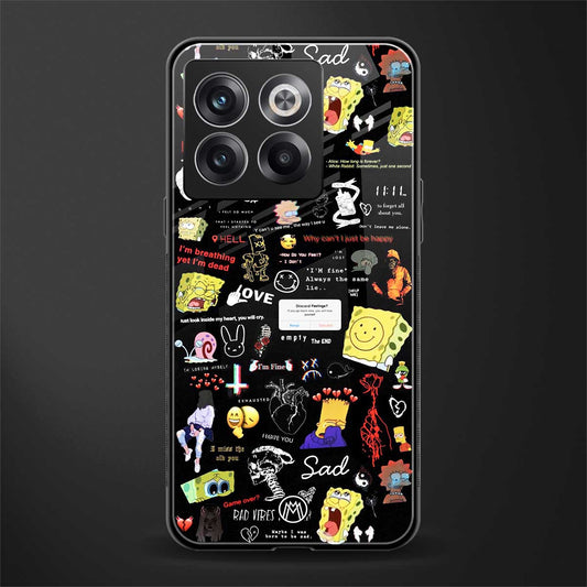 black aesthetic collage back phone cover | glass case for oneplus 10t