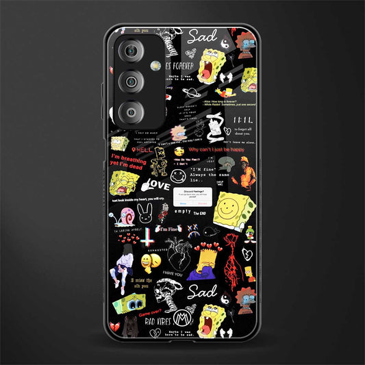 black aesthetic collage back phone cover | glass case for samsung galaxy f23 5g