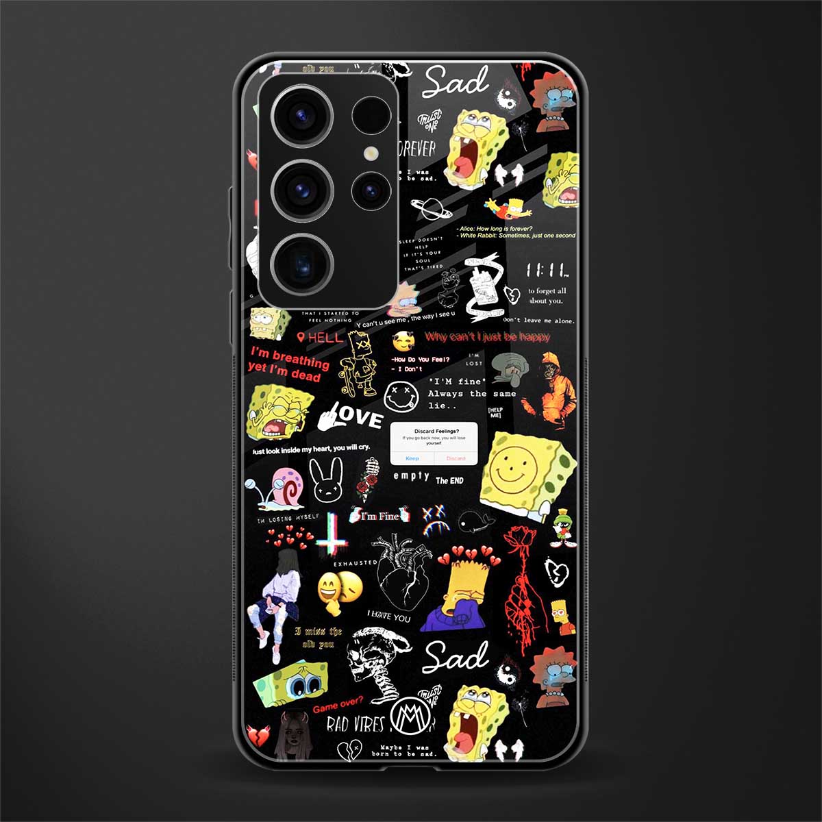 black aesthetic collage glass case for phone case | glass case for samsung galaxy s23 ultra