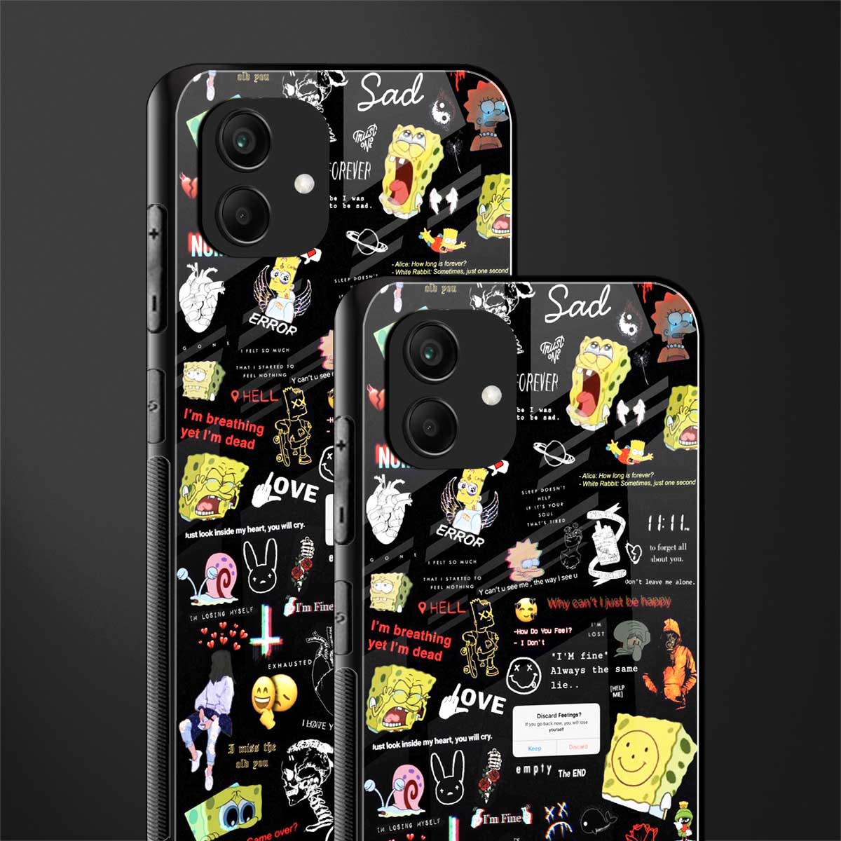 black aesthetic collage back phone cover | glass case for samsung galaxy a04
