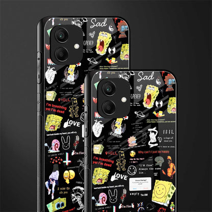 black aesthetic collage back phone cover | glass case for samsung galaxy a04