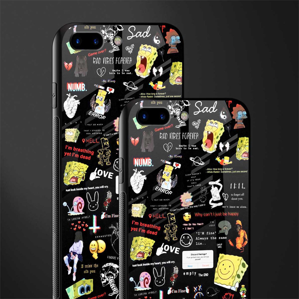 black aesthetic collage glass case for iphone 7 plus image-2