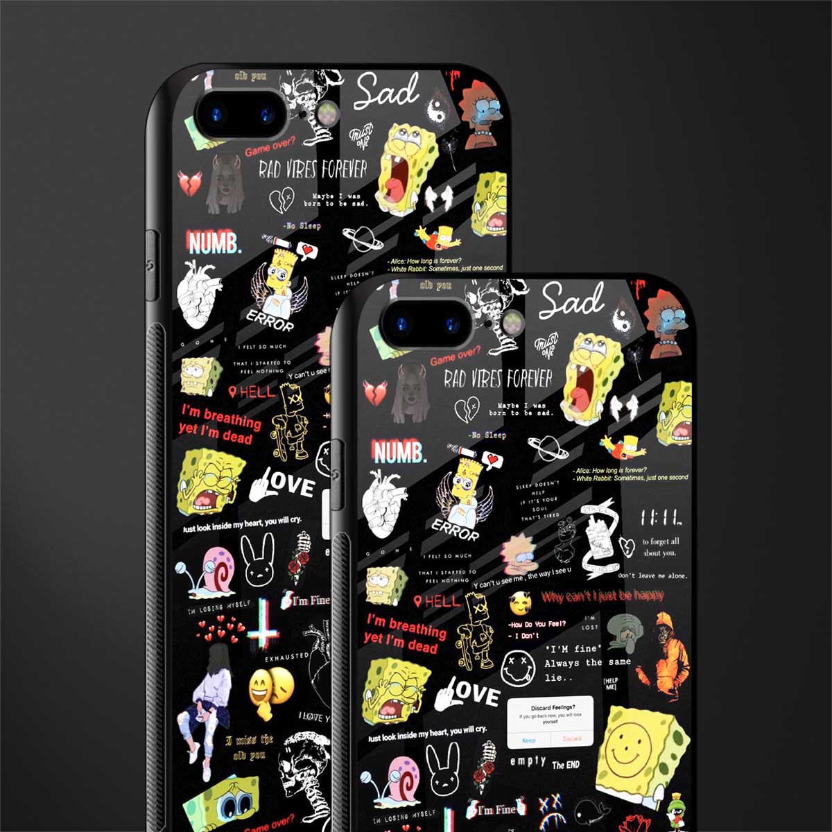 black aesthetic collage glass case for iphone 7 plus image-2