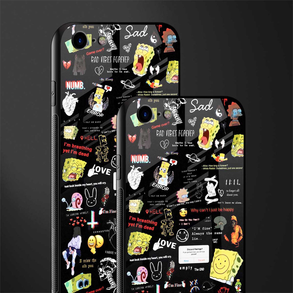 black aesthetic collage glass case for iphone se 2020 image-2