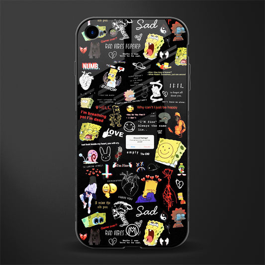 black aesthetic collage glass case for iphone 8 image