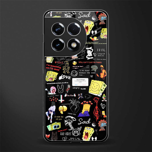 black aesthetic collage back phone cover | glass case for oneplus 11r