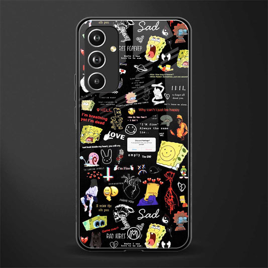 black aesthetic collage back phone cover | glass case for samsung galaxy a54 5g
