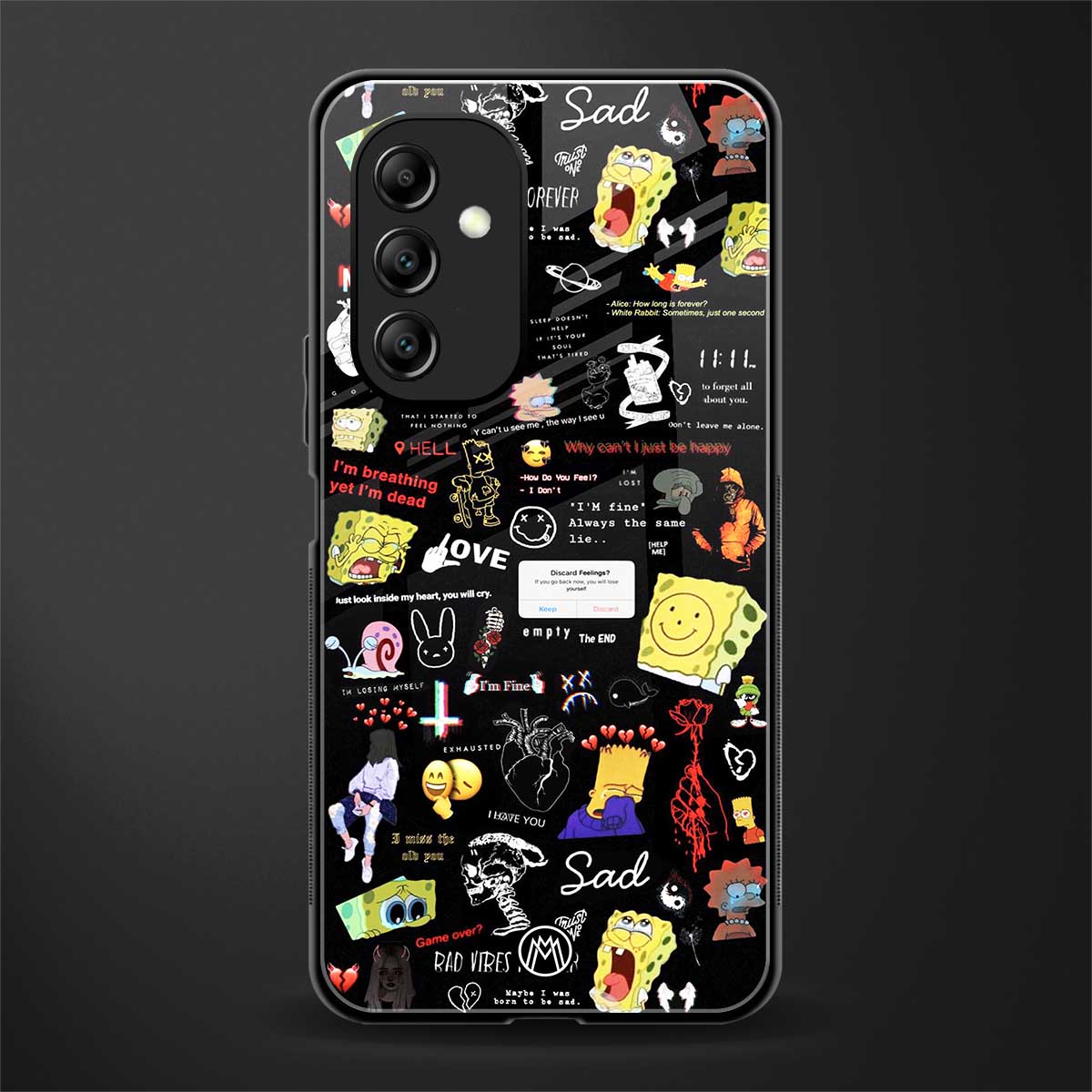 black aesthetic collage back phone cover | glass case for samsung galaxy a14 5g