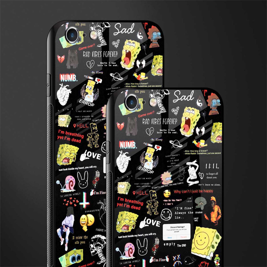 black aesthetic collage glass case for iphone 6s plus image-2