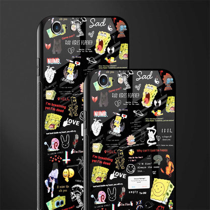 black aesthetic collage glass case for iphone 6 image-2