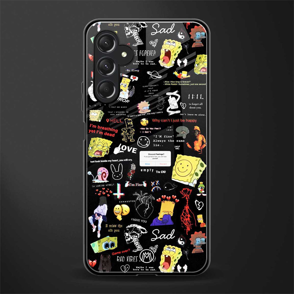 black aesthetic collage back phone cover | glass case for samsun galaxy a24 4g