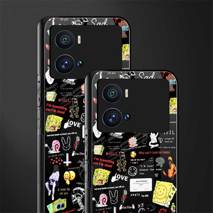 black aesthetic collage back phone cover | glass case for iQOO 9 Pro
