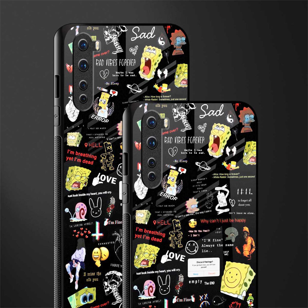 black aesthetic collage glass case for oneplus nord ac2001 image-2