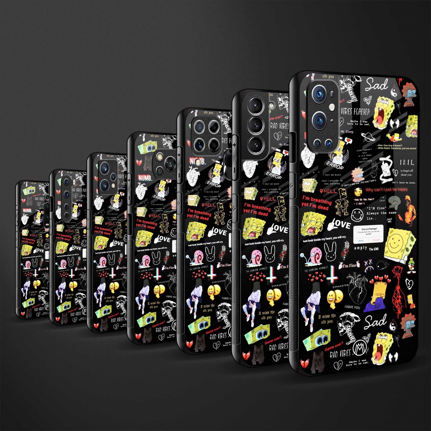 black aesthetic collage glass case for redmi 9 prime image-3