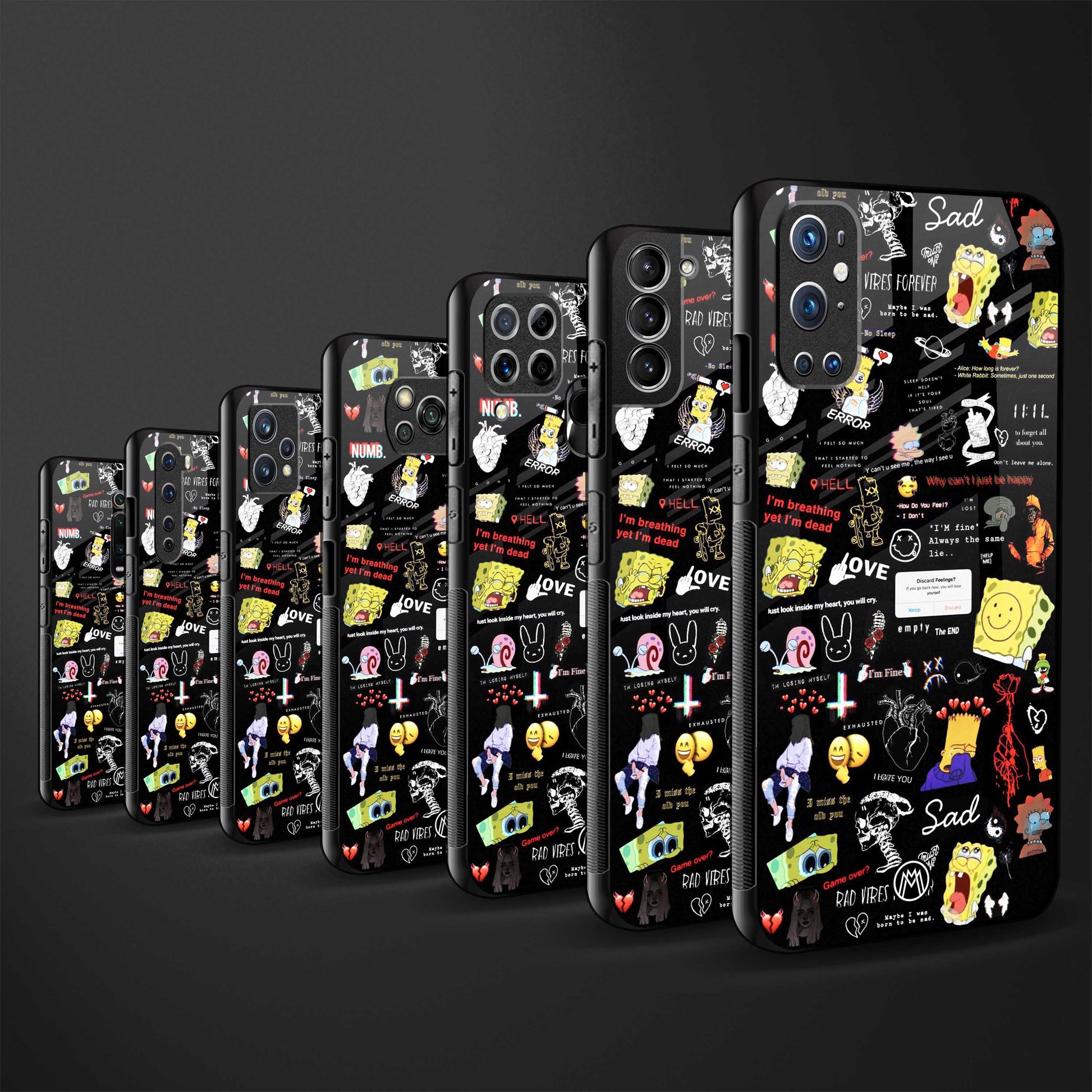 black aesthetic collage back phone cover | glass case for vivo v25-5g