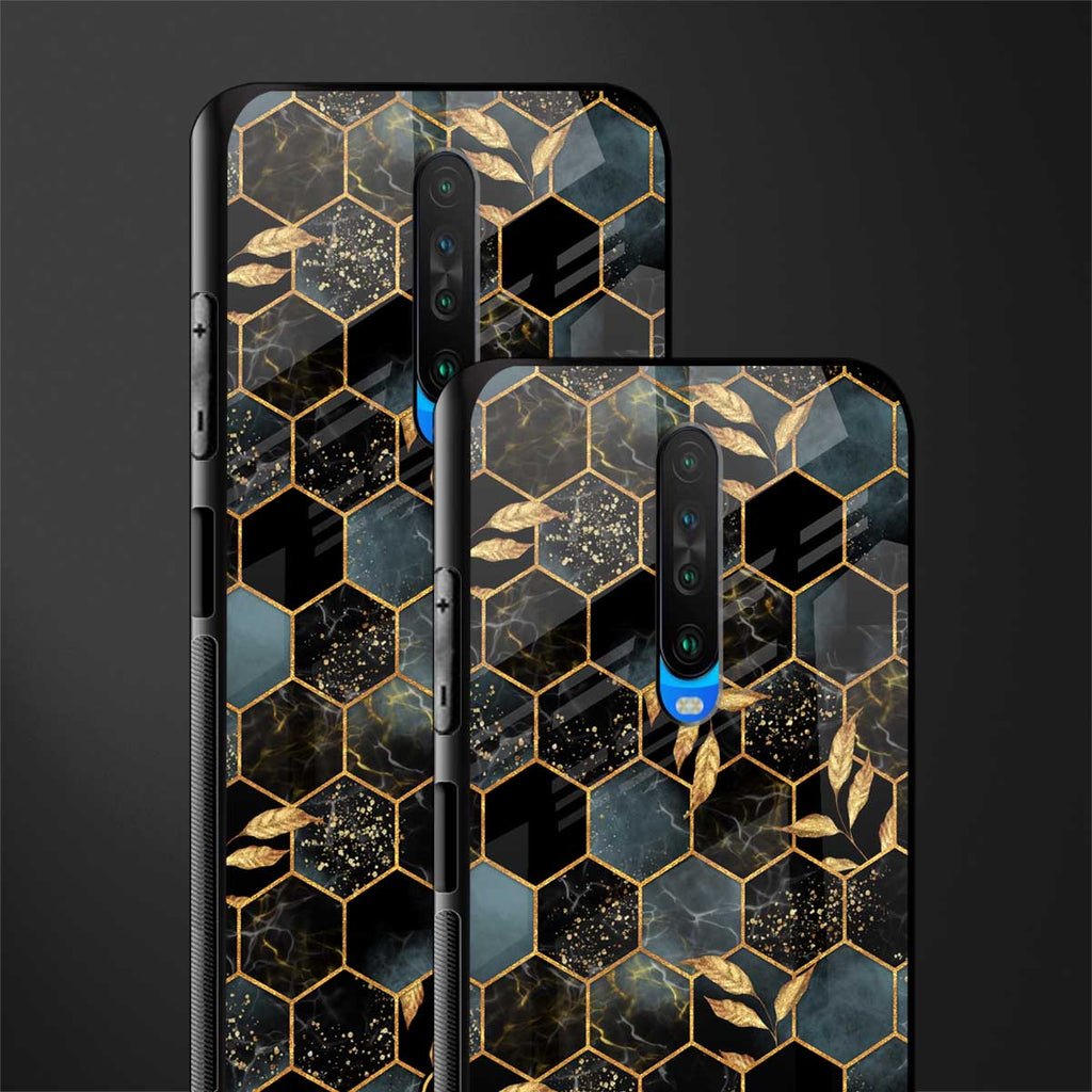black blue tile marble glass case for poco x2 image-2