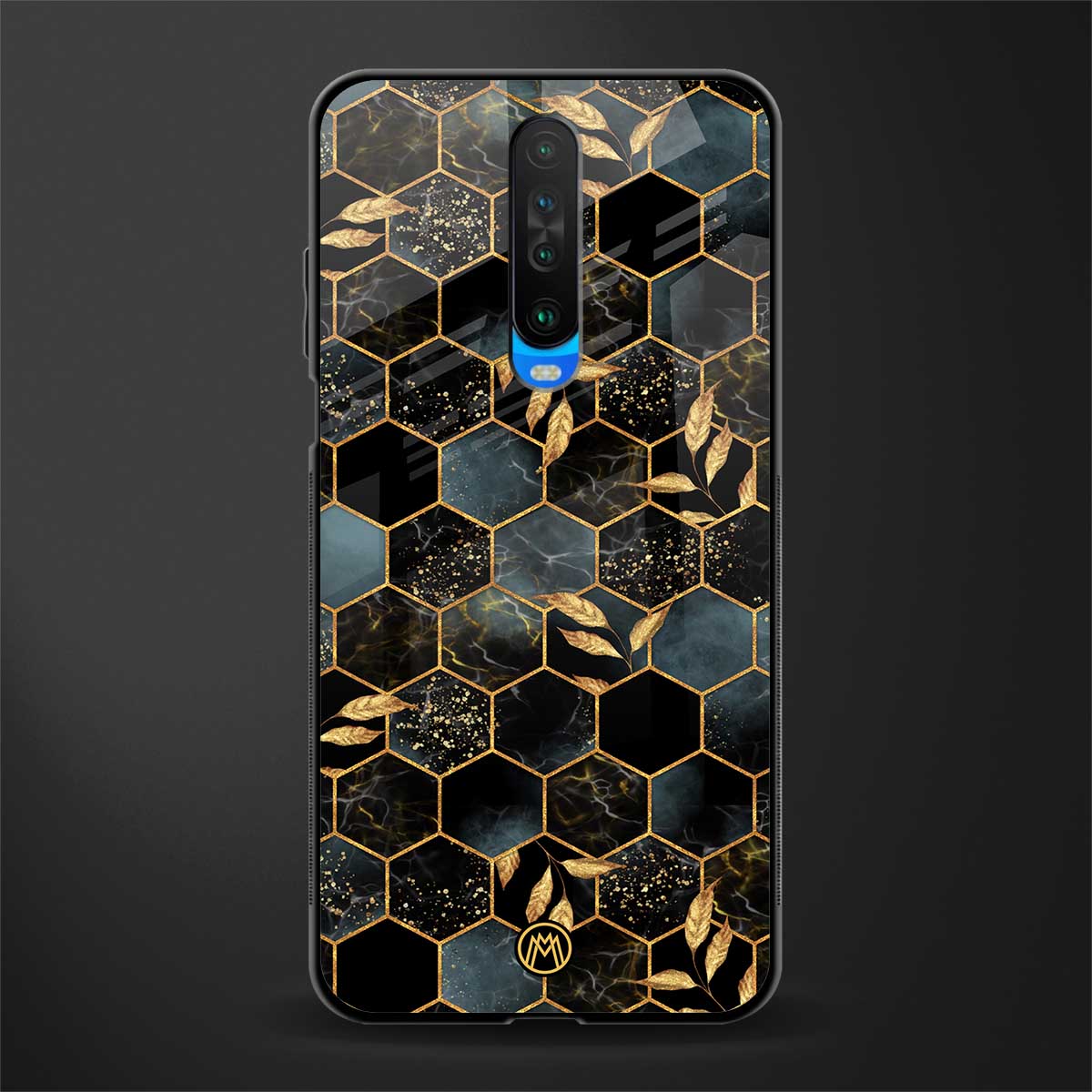 black blue tile marble glass case for poco x2 image