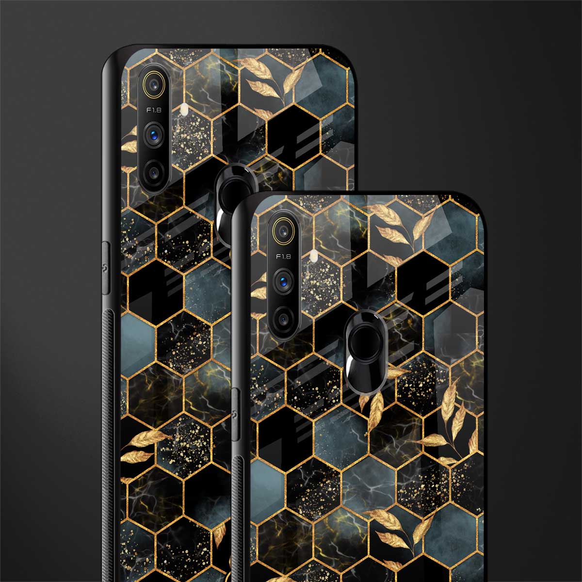 black blue tile marble glass case for realme narzo 20a image-2