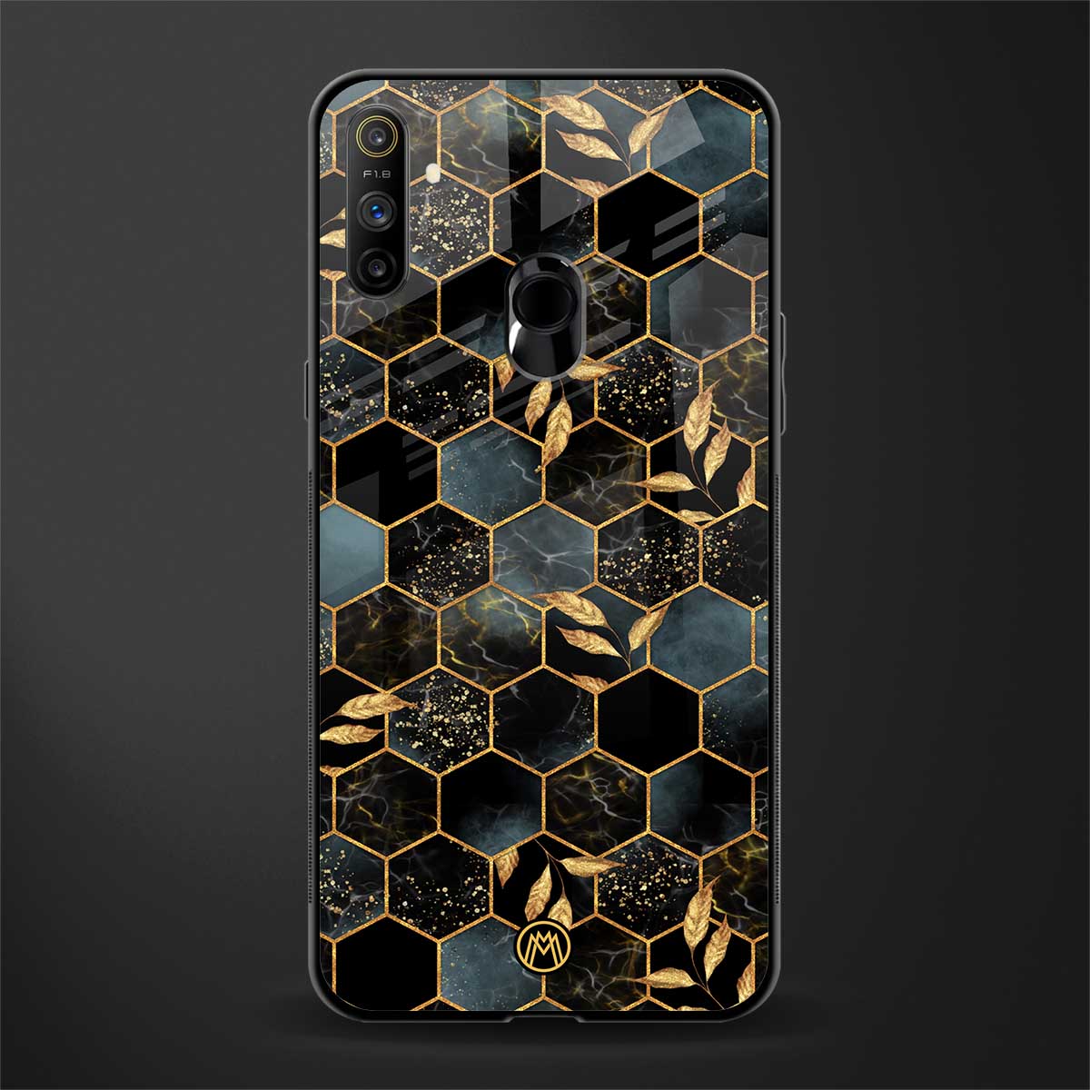 black blue tile marble glass case for realme narzo 10a image