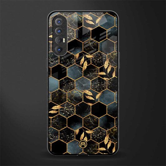black blue tile marble glass case for oppo reno 3 pro image