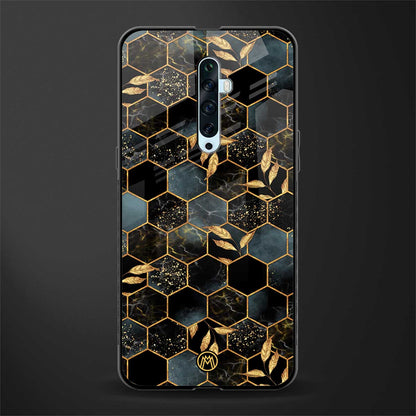 black blue tile marble glass case for oppo reno 2f image