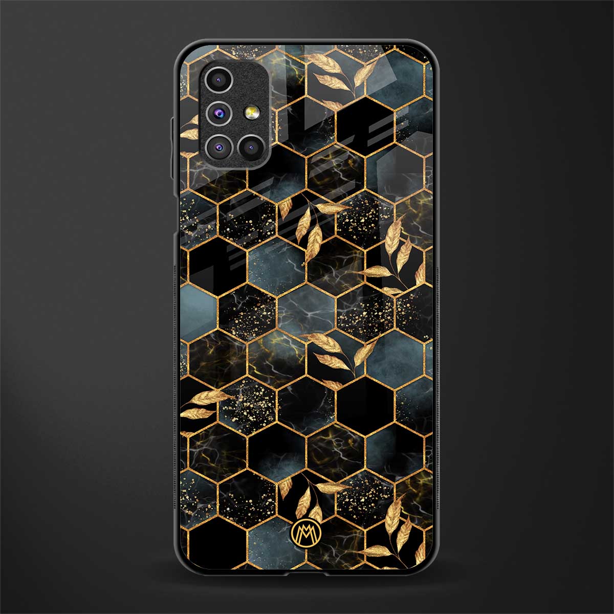 black blue tile marble glass case for samsung galaxy m51 image