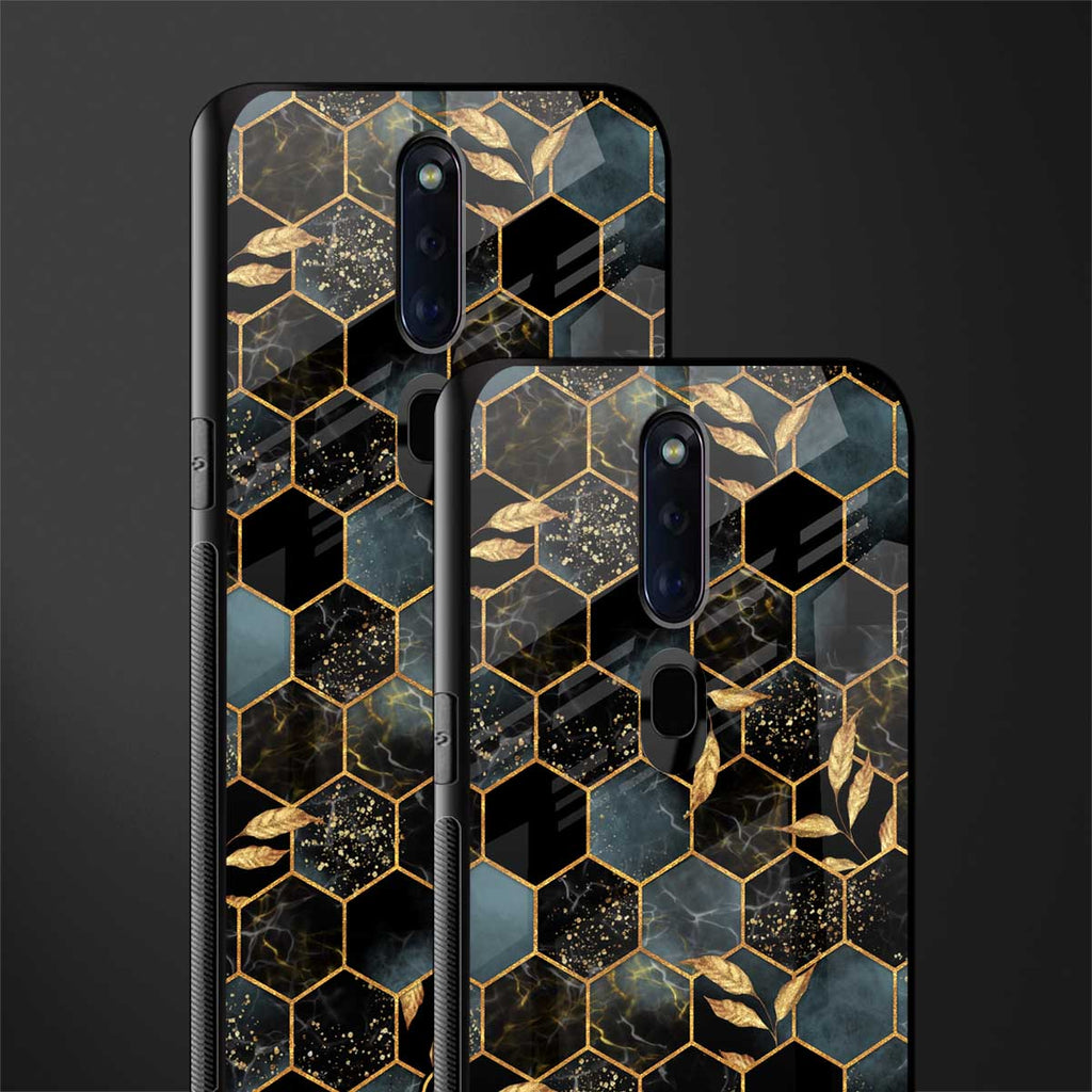 black blue tile marble glass case for oppo f11 pro image-2