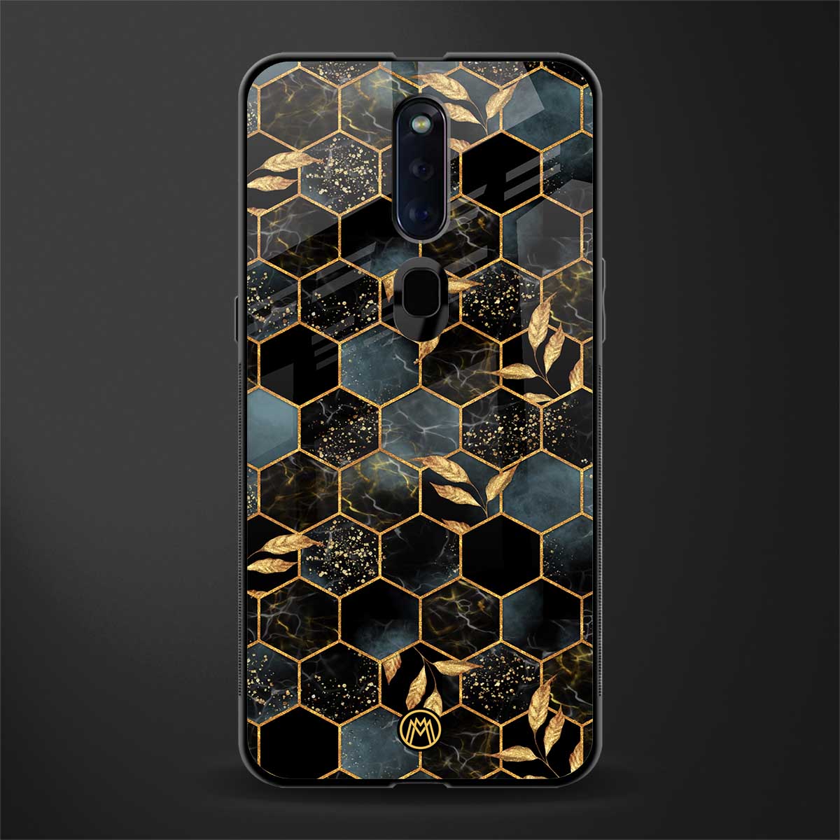 black blue tile marble glass case for oppo f11 pro image