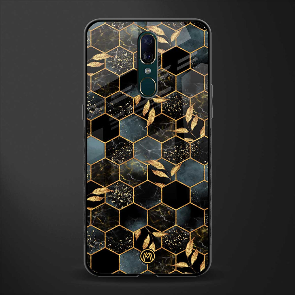 black blue tile marble glass case for oppo a9 image