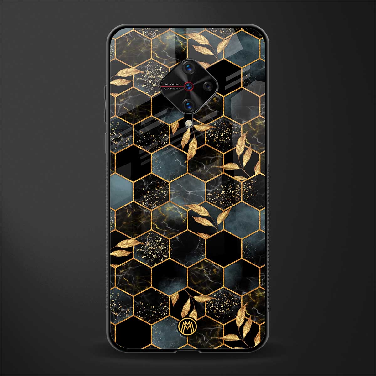 black blue tile marble glass case for vivo s1 pro image