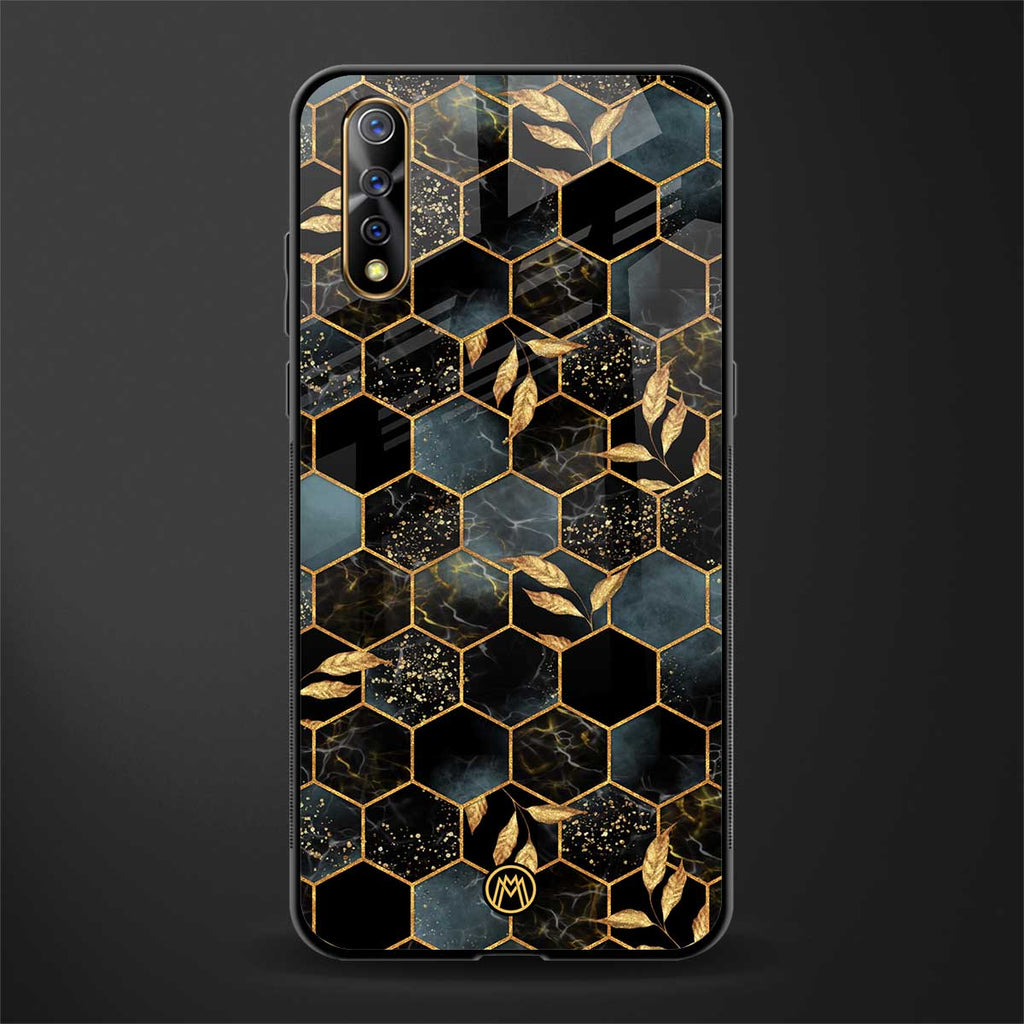 black blue tile marble glass case for vivo s1 image