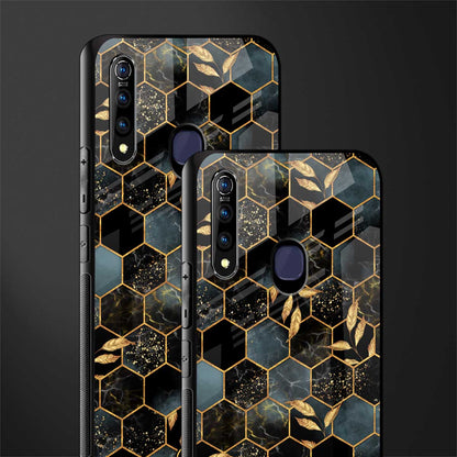 black blue tile marble glass case for vivo z1 pro image-2