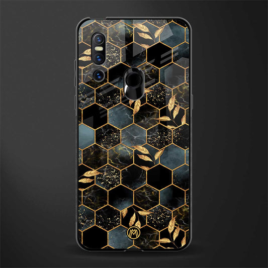 black blue tile marble glass case for vivo v15 image